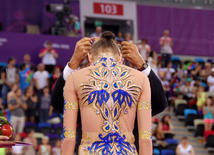 Azərbaycan gimnastı Marina Durunda Avropa Oyunlarında gümüş medal qazandı. Bakı, Azərbaycan, 21 iyun 2015 